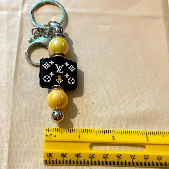 🆕 Fashion Designer Black and Yellow Bag Charm Keyring - Picture 5 of 7